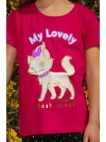 3381 Α - CHERRY KIDS ΜΠΛΟΥΖΑ 100% ΒΑΜΒ. ΧΡΩΜΑ MY LOVELY CAT