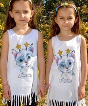 2420 Β - GIRLY KIDS ΜΠΛΟΥΖΑΚΙ ΑΜΑΝΙΚΟ  ΛΕΥΚΟ ΓΑΤΑ ΚΡΟΣΙ