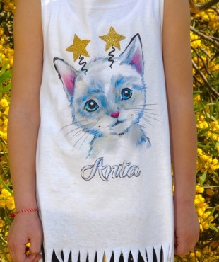 2420 Β - GIRLY KIDS ΜΠΛΟΥΖΑΚΙ ΑΜΑΝΙΚΟ  ΛΕΥΚΟ ΓΑΤΑ ΚΡΟΣΙ