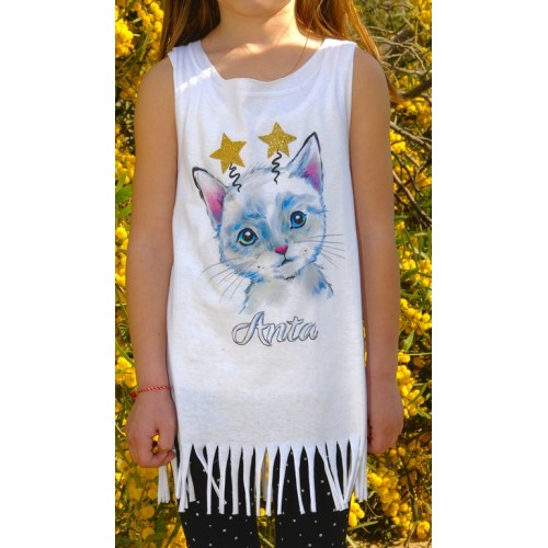 2420 Β - GIRLY KIDS ΜΠΛΟΥΖΑΚΙ ΑΜΑΝΙΚΟ  ΛΕΥΚΟ ΓΑΤΑ ΚΡΟΣΙ