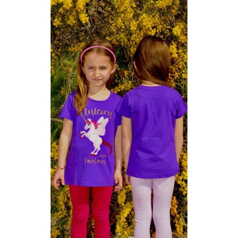 3392 Α - CHERRY KIDS ΜΠΛΟΥΖΑ 100% ΒΑΜΒ. ΧΡΩΜΑ UNICORN FANTASY