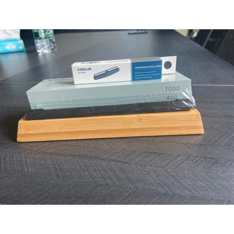 RW006-ΔΙΠΛΗ ΠΕΤΡΑ ΓΙΑ ΑΚΟΝΙΣΜΑ- DOUBLE SIDED SHARPENING STONE WOODEN HOLDER 400/1000