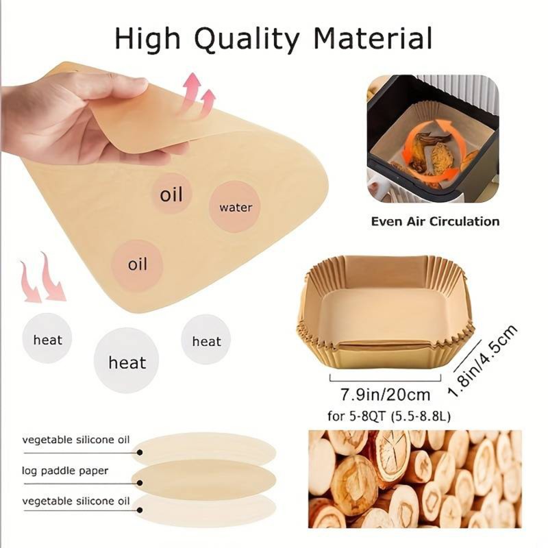 ΑΝΤΙΚΟΛΛΗΤΙΚΟ ΧΑΡΤΙ ΨΗΣΙΜΑΤΟΣ ΤΕΤΡΑΓΩΝΟ VC2812 20x4.5cm 50 ΤΜΧ ΚΑΤΑΛΛΗΛO ΓΙΑ ΦΡΙΤΕΖΑ ΑΕΡΟΣ AIRFRYER