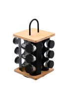 ΒΑΣΗ ΜΠΑΧΑΡΙΚΩΝ BAMBOO ESSENTIALS ΜΕ 12 ΓΥΑΛΙΝΑ ΔΟΧΕΙΑ ΠΕΡΙΣΤΡΕΦΟΜΕΝΗ ΜΑΥΡΗ