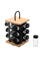 ΒΑΣΗ ΜΠΑΧΑΡΙΚΩΝ BAMBOO ESSENTIALS ΜΕ 12 ΓΥΑΛΙΝΑ ΔΟΧΕΙΑ ΠΕΡΙΣΤΡΕΦΟΜΕΝΗ ΜΑΥΡΗ