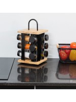 ΒΑΣΗ ΜΠΑΧΑΡΙΚΩΝ BAMBOO ESSENTIALS ΜΕ 12 ΓΥΑΛΙΝΑ ΔΟΧΕΙΑ ΠΕΡΙΣΤΡΕΦΟΜΕΝΗ ΜΑΥΡΗ