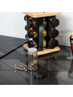 ΒΑΣΗ ΜΠΑΧΑΡΙΚΩΝ BAMBOO ESSENTIALS ΜΕ 12 ΓΥΑΛΙΝΑ ΔΟΧΕΙΑ ΠΕΡΙΣΤΡΕΦΟΜΕΝΗ ΜΑΥΡΗ