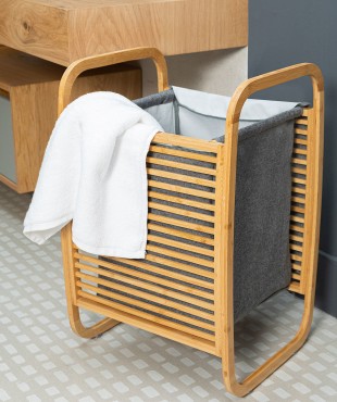 ΚΑΛΑΘΙ ΑΠΛΥΤΩΝ BAMBOO ESSENTIALS ΜΕ ΘΗΚΗ ΠΟΛΥΕΣΤΕΡΑ 40x35x60.5cm