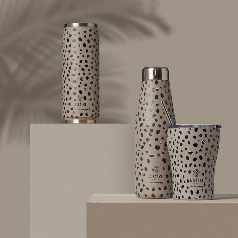 ΘΕΡΜΟΣ TRAVEL CUP SAVE THE AEGEAN 500ml LEOPARD TAUPE