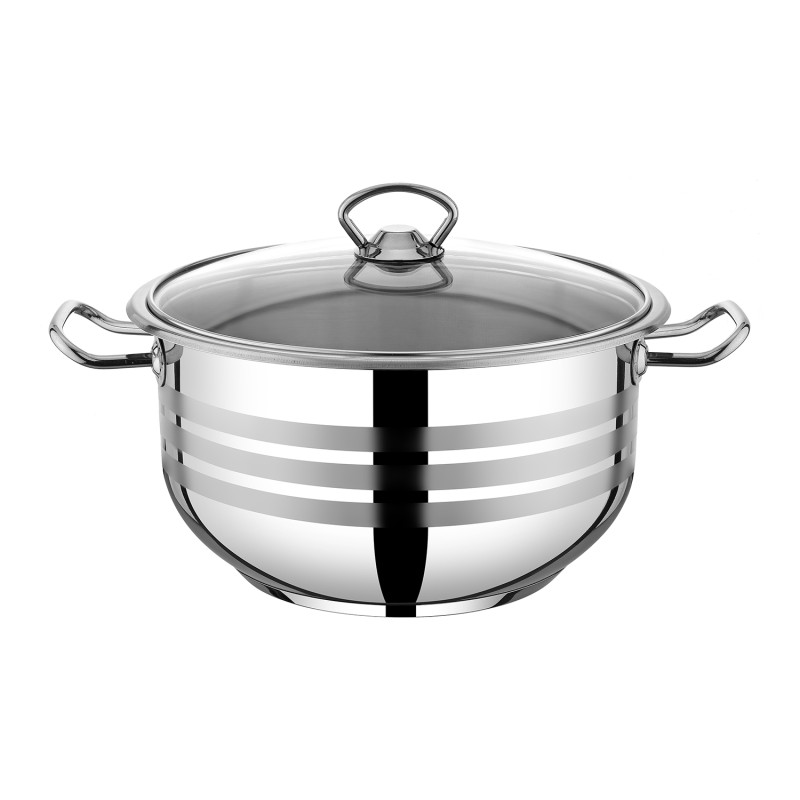 ΚΑΤΣΑΡΟΛΑ ΑΝΟΞΕΙΔΩΤΗ ΜΕ ΓΥΑΛΙΝΟ ΚΑΠΑΚΙ 26Χ16 8L