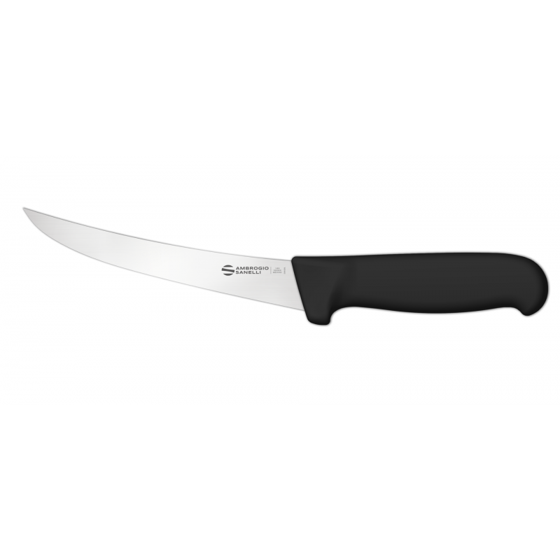 SD01015B - ΜΑΧΑΙΡΙ ΞΕΚΚΟΚ. ΚΥΡΤΟ SEMI-FLEX ΜΑΥΡΗ ΛΑΒΗ 15CM -CURVED BONING KNIFE SEMI STIFF 15CM