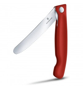Μαχαίρι κουζίνας 11 εκατ. στρογγυλό οδοντωτό κόκκινη λαβή αναδιπλούμενο Swiss Classic
