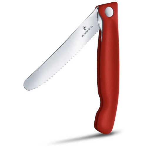 Μαχαίρι κουζίνας 11 εκατ. στρογγυλό οδοντωτό κόκκινη λαβή αναδιπλούμενο Swiss Classic