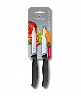 6.7793.B ΜΑΧΑΙΡΙ ΚΟΥΖΙΝΑΣ 10CM ΣΕΤ ΜΑΥΡΗ ΛΑΒΗ ΙΣΙΟ+ΟΔΟΝΤΩΤΟ SWISS CLASSIC VICTORINOX