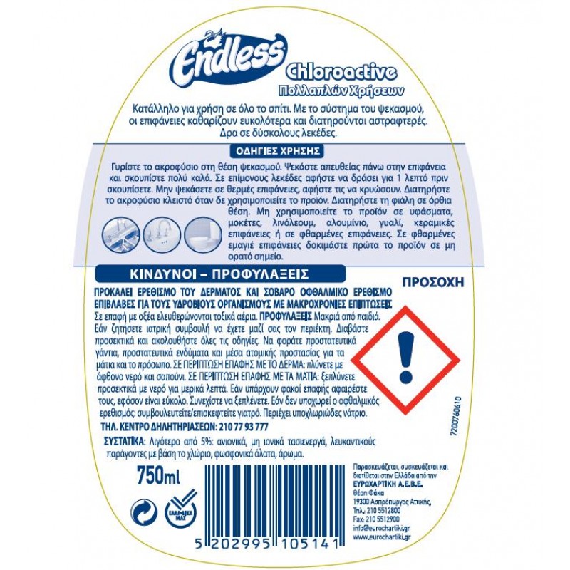 CHLOROACTIVE SPRAY ENDLESS 750ML